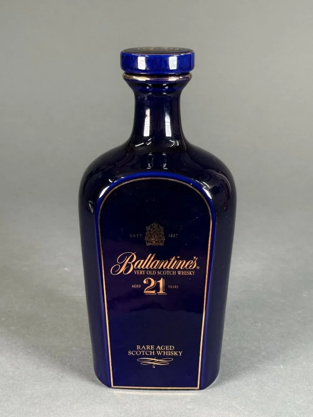 Rare Ballantine's 21 Year Old Empty Blue Wade Porcelain Whisky Decanter 70cl